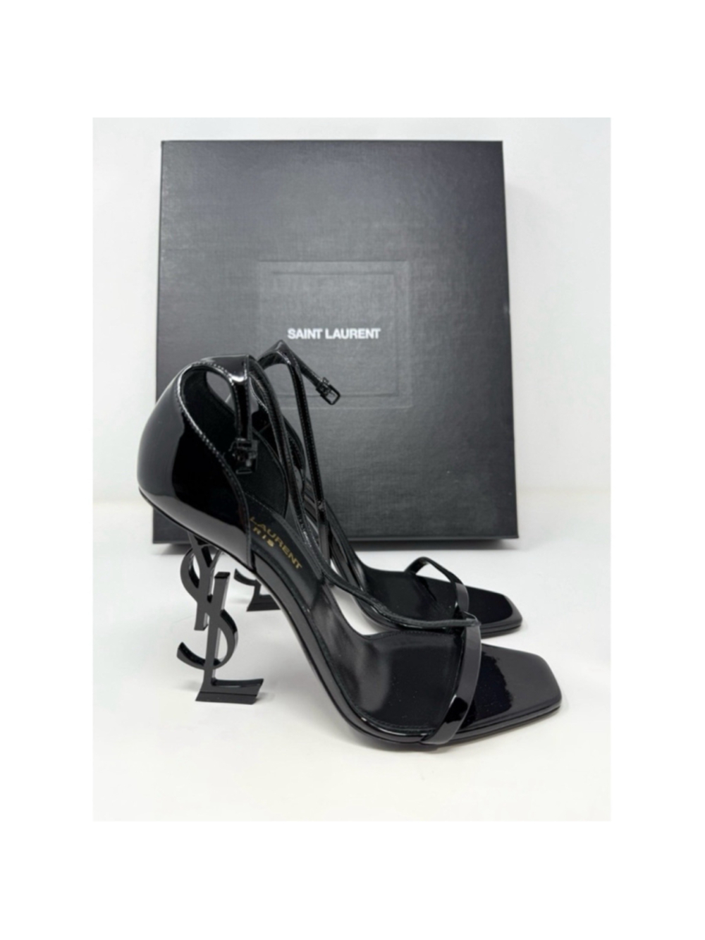Saint Laurent Opyum 110 Patent Leather YSL Heel Sandals Black EU 37